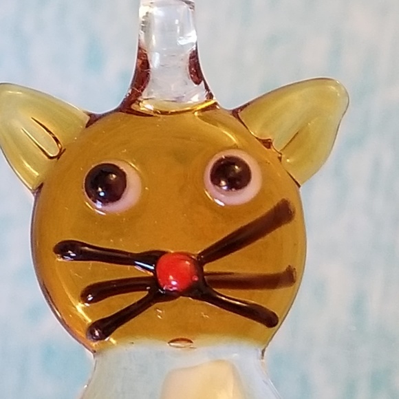 NWT Amber Colored Glass Kitty Cat Pendant 2" - Picture 4 of 8